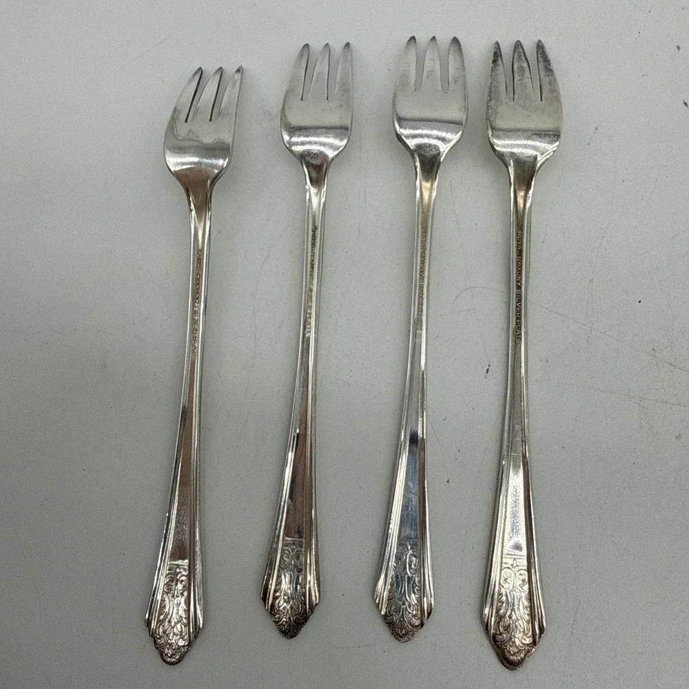 Vintage Royal Saxony Silverplate Dessert Forks 1930s Lot of 10